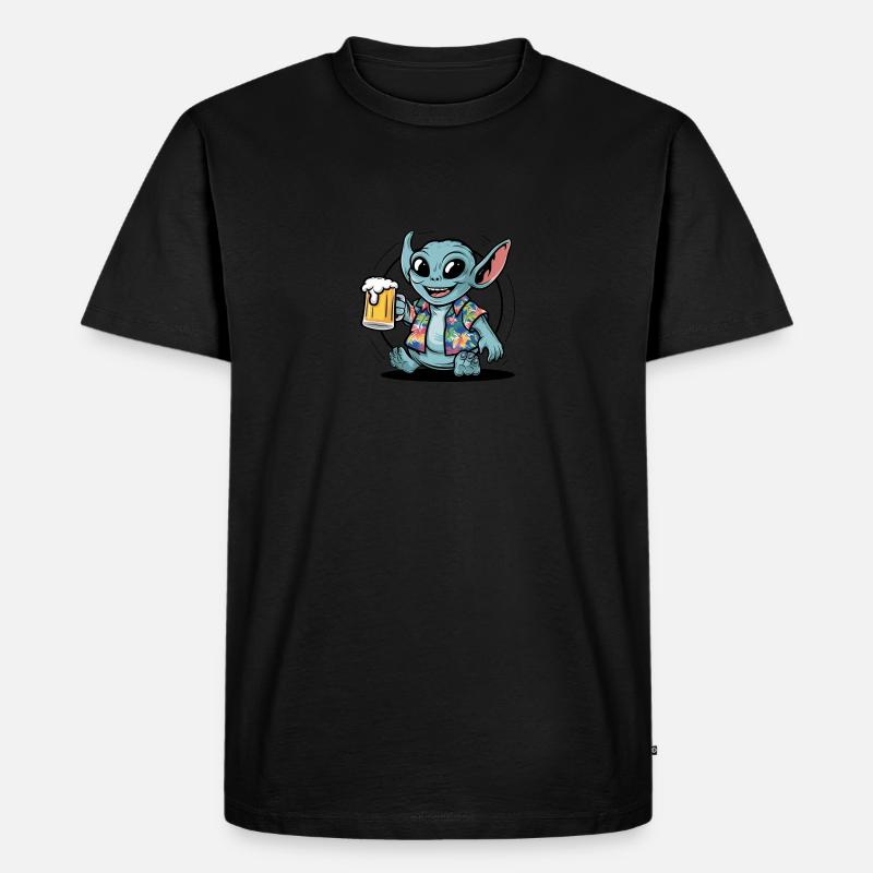 Alien Bier Geschenk - Männer Premium Bio T-Shirt - Schwarz