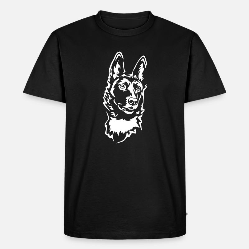 Malinois Kopf "Black Edition" - Männer Premium Bio T-Shirt - Schwarz