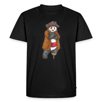 Panda Pirate Wooden Leg - Men's Premium Organic T-Shirt - black - Front - Nico (187cm)