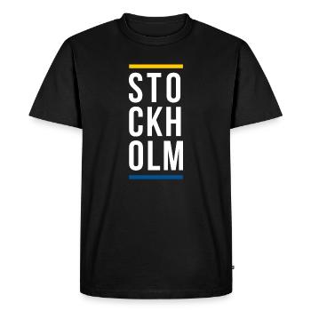Design du logo de la ville de Stockholm - T-shirt Premium bio Homme - noir - Devant - Nico (187cm)