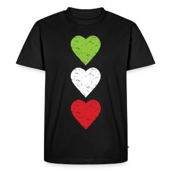 Femme Vie Liberté Droits de l’homme utilisés Regardez Cœurs - T-shirt Premium bio Homme - noir - Devant - Nico (187cm)