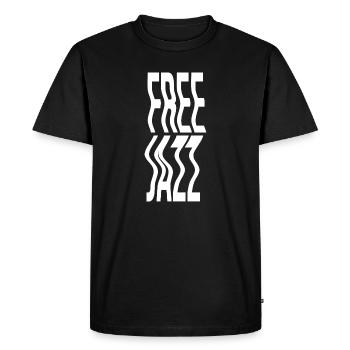 Musique Free Jazz : logo de typographie déformée - T-shirt Premium bio Homme - noir - Devant - Nico (187cm)