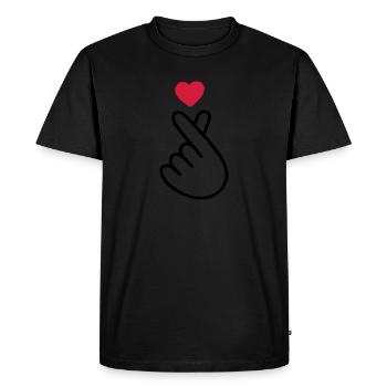 ♥I Love You-Cute Korean Finger Heart Sign♥ - Men's Premium Organic T-Shirt - black - Front - Nico (187cm)