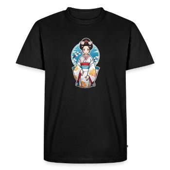 japonaise en kimono - japon - T-shirt Premium bio Homme - noir - Devant - Nico (187cm)