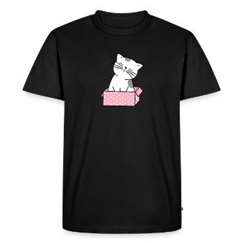 Carton de chat mignon - T-shirt Premium bio Homme - noir - Devant - Nico (187cm)