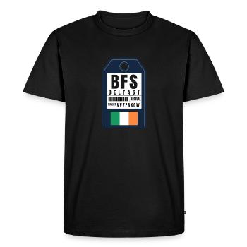 Belfast Boarding Pass - Airport Ticket BFS - Men's Premium Organic T-Shirt - black - Front - Nico (187cm)