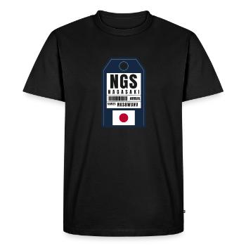 Nagasaki Boarding Pass - Japan Airport Ticket NGS - Men's Premium Organic T-Shirt - black - Front - Nico (187cm)