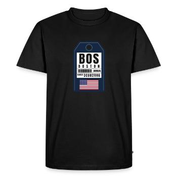 Boston Boarding Pass - America Airport Ticket BOS - Men's Premium Organic T-Shirt - black - Front - Nico (187cm)