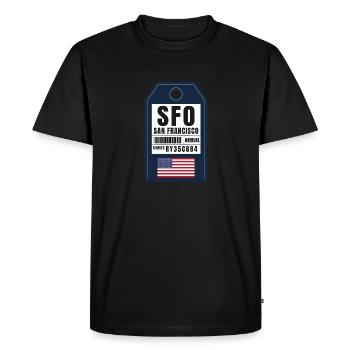 San Francisco Boarding Pass - Airport Ticket SFO - Men's Premium Organic T-Shirt - black - Front - Nico (187cm)