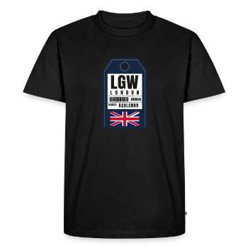 London Boarding Pass - England Airport Ticket LGW - Men's Premium Organic T-Shirt - black - Front - Nico (187cm)