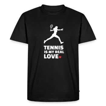 J’adore le tennis - T-shirt Premium bio Homme - noir - Devant - Nico (187cm)