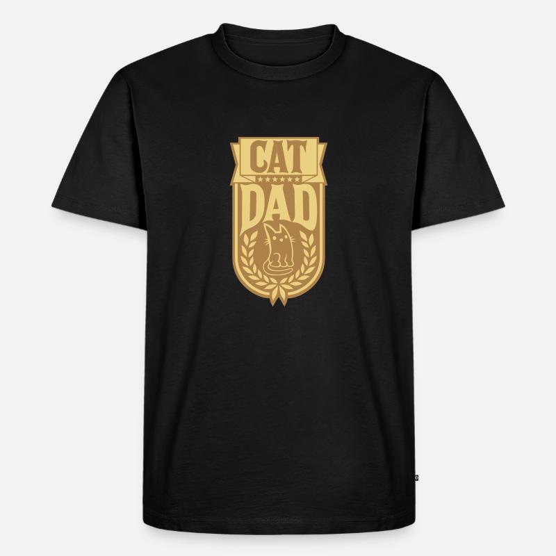 Design Cat Dad Lorbeerkranz - Männer Premium Bio T-Shirt - Schwarz