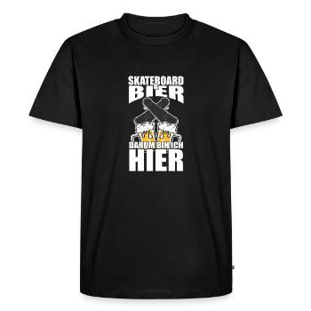 Funny Saying Skateboard Beer - Men's Premium Organic T-Shirt - black - Front - Nico (187cm)