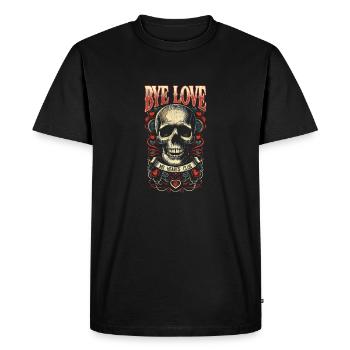 Retro Skull & Hearts - Bye Love, No Hearts Club - T-shirt Premium bio Homme - noir - Devant - Nico (187cm)