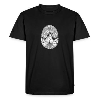 Fingerprint landscape with castle on the water - Men's Premium Organic T-Shirt - black - Front - Nico (187cm)