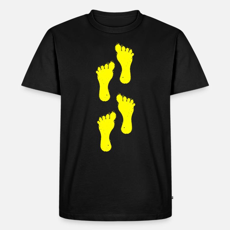 yellow left foot walk - Männer Premium Bio T-Shirt - Schwarz