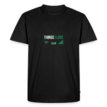 Drôles de choses que j’aime Signal de batterie Wifi - T-shirt Premium bio Homme - noir - Devant - Nico (187cm)