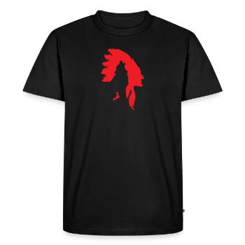 Indians - Indian Chief with Wolf - Men's Premium Organic T-Shirt - black - Front - Nico (187cm)