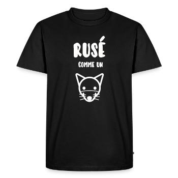 Rusé comme un renard - T-shirt Premium bio Homme - noir - Devant - Nico (187cm)