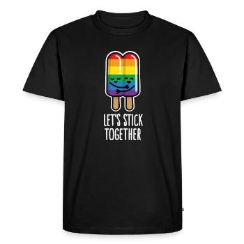 Restons ensemble drôle glace couple LGBT gay - T-shirt Premium bio Homme - noir - Devant - Nico (187cm)