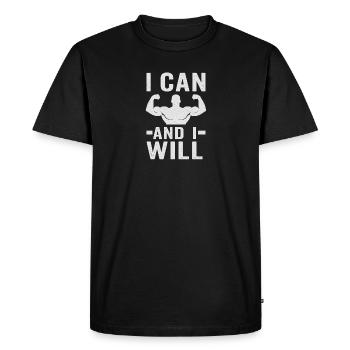 Conception de citations musculaires stimulantes - T-shirt Premium bio Homme - noir - Devant - Nico (187cm)
