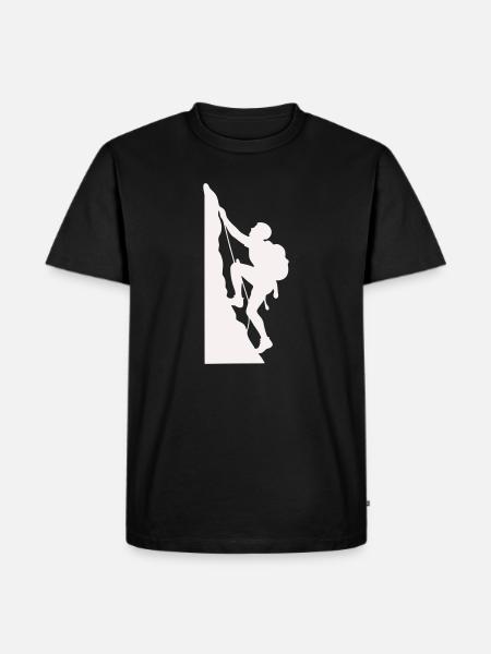 Klettersilhouette am Felsen - Männer Premium Bio T-Shirt - Schwarz