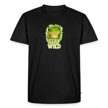 Stay Wild – Funny Watercolor Frog Motif - Men's Premium Organic T-Shirt - black - Front - Nico (187cm)