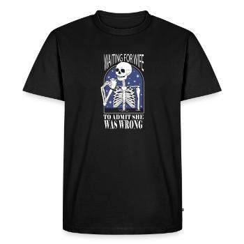 Attendre que la femme admette qu’elle s’est trompée Drôle - T-shirt Premium bio Homme - noir - Devant - Nico (187cm)