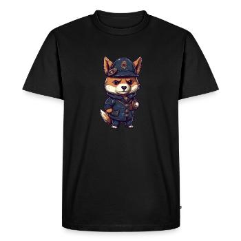 Japanese dog Shiba Inu profession policeman in - Men's Premium Organic T-Shirt - black - Front - Nico (187cm)