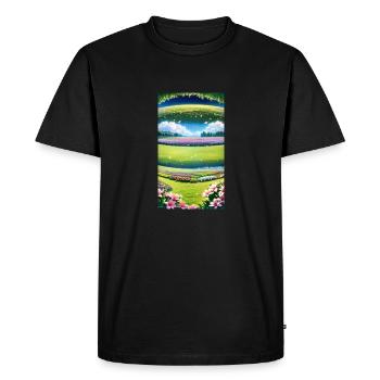 Paysage avec 4 zones, IA générative - T-shirt Premium bio Homme - noir - Devant - Nico (187cm)