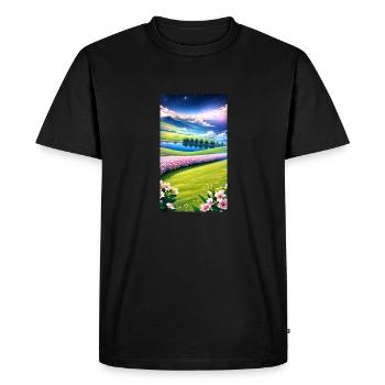 Paysage avec 4 zones, IA générative - T-shirt Premium bio Homme - noir - Devant - Nico (187cm)