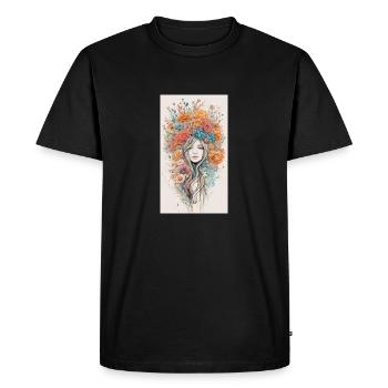 Floral Elegance: Captivating Faces in Bloom - Men's Premium Organic T-Shirt - black - Front - Nico (187cm)