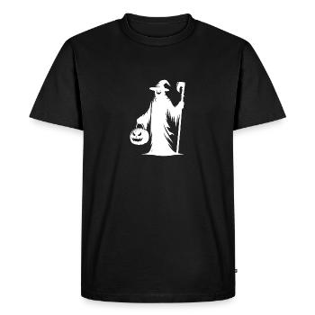 Magic Ghost with Halloween Pumpkin - Men's Premium Organic T-Shirt - black - Front - Nico (187cm)