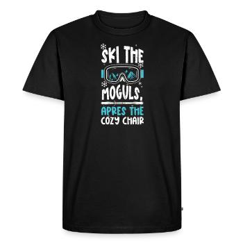 Ski the moguls, après the cozy c... - Men's Premium Organic T-Shirt - black - Front - Nico (187cm)