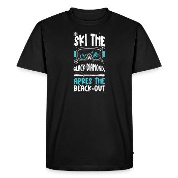 Ski the black diamond, après the... - Men's Premium Organic T-Shirt - black - Front - Nico (187cm)