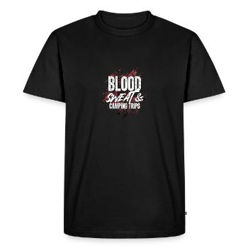 Sueur de sang et voyages de camping Aventure - T-shirt Premium bio Homme - noir - Devant - Nico (187cm)