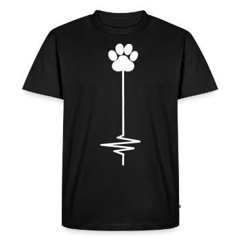 Dog Paw Print Heartbeat Women Girls Mom Love Dogs - Men's Premium Organic T-Shirt - black - Front - Nico (187cm)