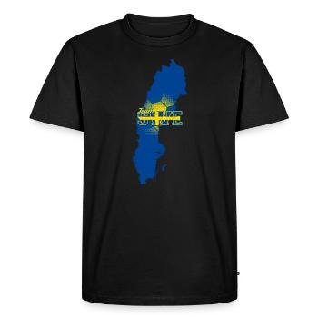 Carte de l’équipe SWE Suède avec modèle de balle - T-shirt Premium bio Homme - noir - Devant - Nico (187cm)