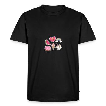 Emojis - cat, rainbow, watermelon, ice cream - Men's Premium Organic T-Shirt - black - Front - Nico (187cm)