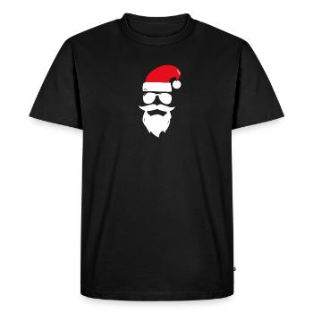 Santa Claus Beanie Sunglasses Bart Santa - Men's Premium Organic T-Shirt - black - Front - Nico (187cm)