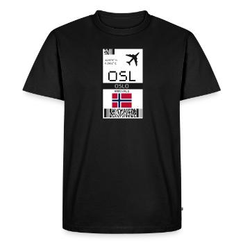Oslo, Norvège Carte d’embarquement - Billet d’aéroport OSL - T-shirt Premium bio Homme - noir - Devant - Nico (187cm)