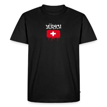 zurich, graffiti,drapeau,suisse,drapeau suisse - T-shirt Premium bio Homme - noir - Devant - Nico (187cm)
