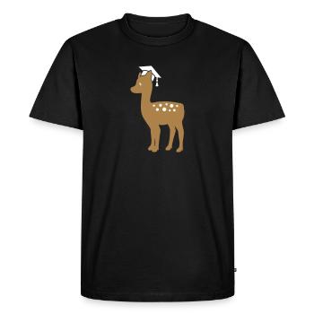 Fawn with mortarboard - gift for doctoral thesis - Men's Premium Organic T-Shirt - black - Front - Nico (187cm)