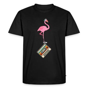 Cassette de musique rétro Flamingo - T-shirt Premium bio Homme - noir - Devant - Nico (187cm)