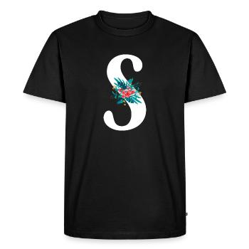 lettre S fleuris - T-shirt Premium bio Homme - noir - Devant - Nico (187cm)