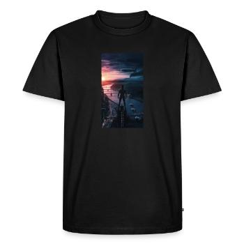 Les pensées flottent... - T-shirt Premium bio Homme - noir - Devant - Nico (187cm)