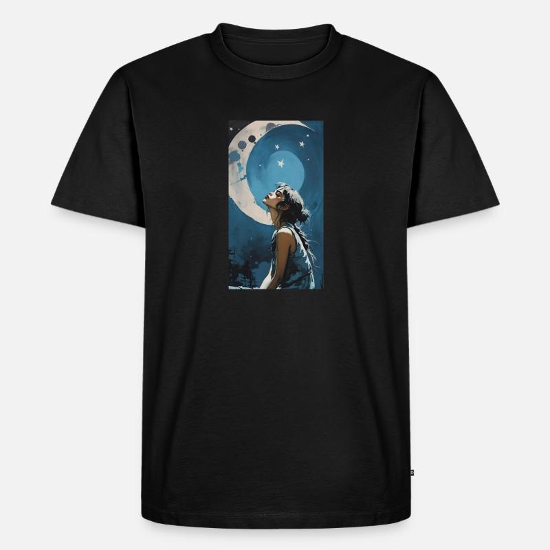 moon night girl - Männer Premium Bio T-Shirt - Schwarz