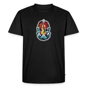 Guitar Mountains Ice Sun Clouds Electric Guitar - Men's Premium Organic T-Shirt - black - Front - Nico (187cm)