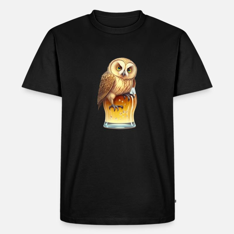 Coole Bier Eule - Männer Premium Bio T-Shirt - Schwarz