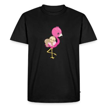 Cute Sloth Flamingo - Men's Premium Organic T-Shirt - black - Front - Nico (187cm)